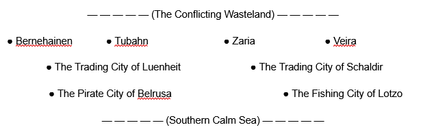 Rough Location of the Miraldian Southern Cities